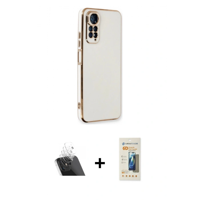 MARSİLYAN™- Redmi Note 11 Kılıf Yankı Serisi - Siyah 6D Mat Seramik Hayalet Nano Ekran Koruyucu + Kamera Lens Koruma Cam - SF