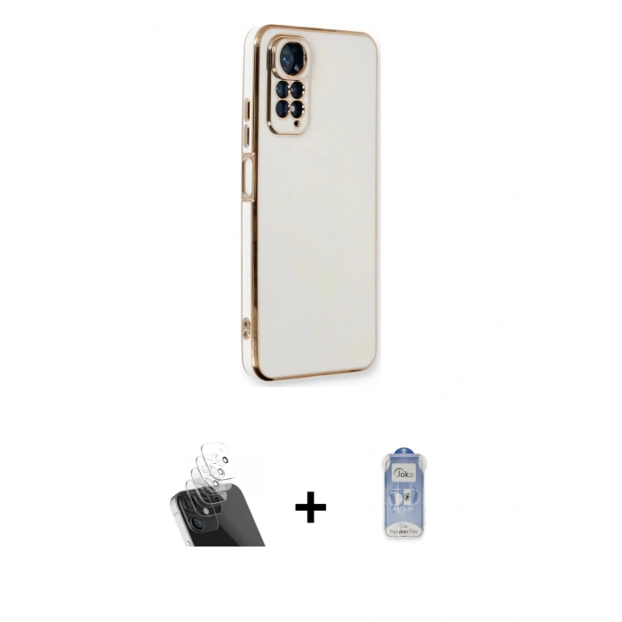 MARSİLYAN™- Redmi Note 11 Kılıf Yankı Serisi - Siyah Joko Magic 5D Cam + Şeffaf Kamera Lens Koruma Cam