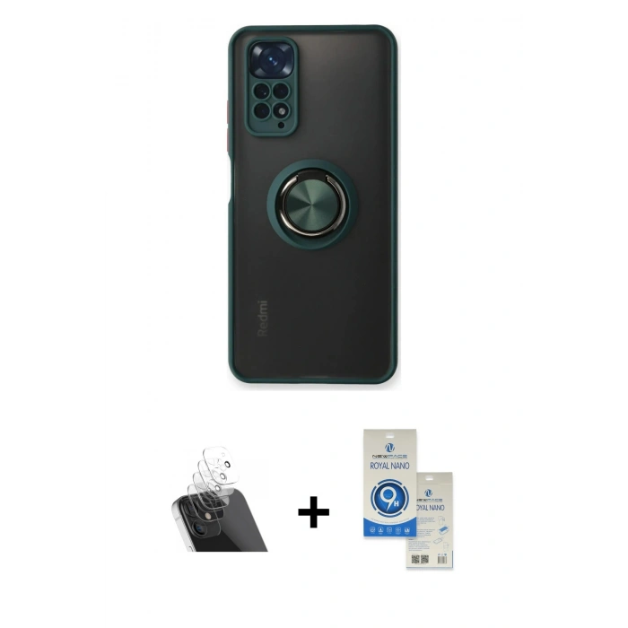 MARSİLYAN™- Redmi Note 11 Kılıf Yörünge Çizgi - Şeffaf Royal Nano Ekran Koruyucu + Kamera Lens Koruma Cam - SF