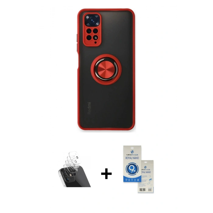 MARSİLYAN™- Redmi Note 11 Kılıf Yörünge Çizgi - Şeffaf Royal Nano Ekran Koruyucu + Kamera Lens Koruma Cam - SF