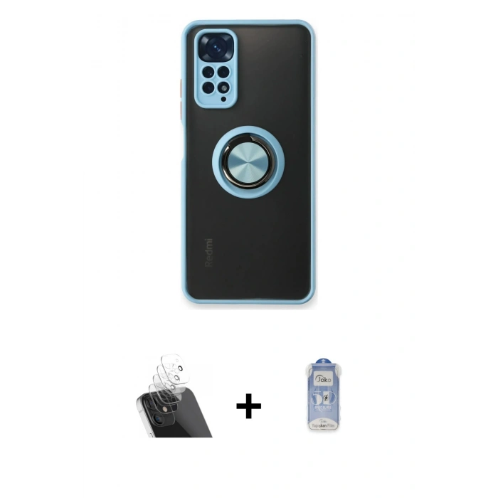 MARSİLYAN™- Redmi Note 11 Kılıf Yörünge Çizgi - Siyah Joko Magic 5D Cam + Kamera Lens Koruma Cam - SF