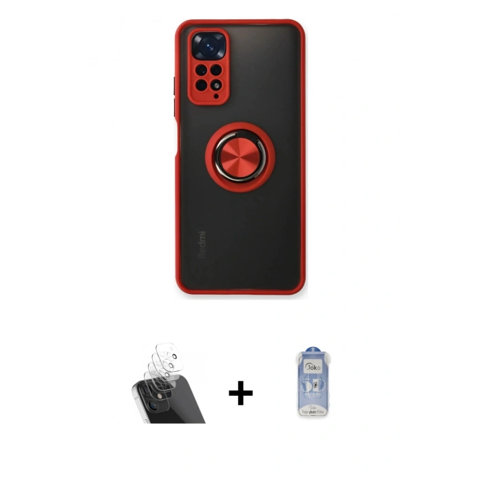 MARSİLYAN™- Redmi Note 11 Kılıf Yörünge Çizgi - Siyah Joko Magic 5D Cam + Kamera Lens Koruma Cam - SF