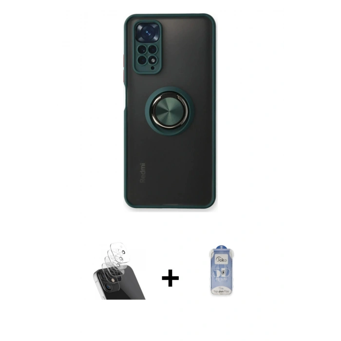 MARSİLYAN™- Redmi Note 11 Kılıf Yörünge Çizgi - Siyah Joko Magic 5D Cam + Kamera Lens Koruma Cam - SF
