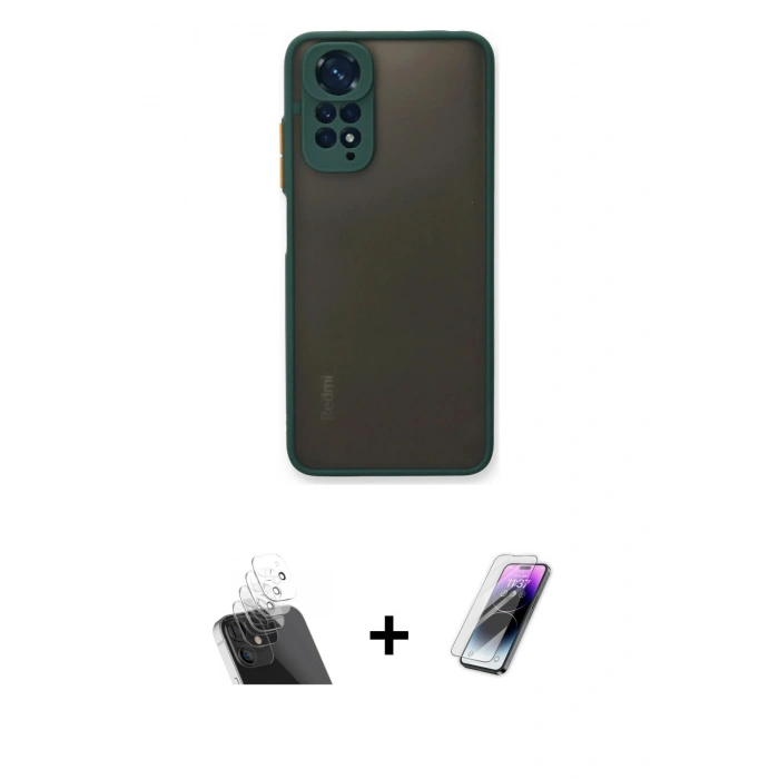MARSİLYAN™- Redmi Note 11 Pro Kılıf Ahenk Çizgi Serisi - Şeffaf Pasifik Cam Ekran Koruyucu + Kamera Lens Koruma Cam - SF