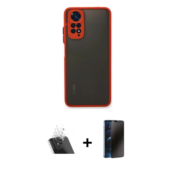 MARSİLYAN™- Redmi Note 11 Pro Kılıf Ahenk Çizgi Serisi - Siyah 3D Antistatik Hayalet Cam Ekran Koruyucu + Kamera Lens Koruma Cam - SF