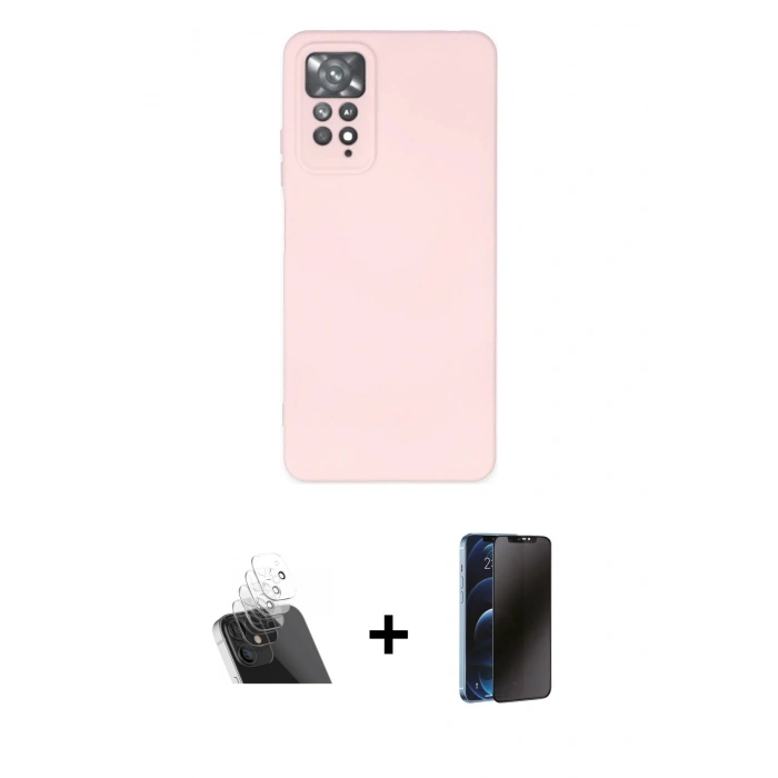 MARSİLYAN™- Redmi Note 11 Pro Kılıf Ahenk Serisi - Siyah 3D Antistatik Hayalet Cam Ekran Koruyucu + Kamera Lens Koruma Cam - SF