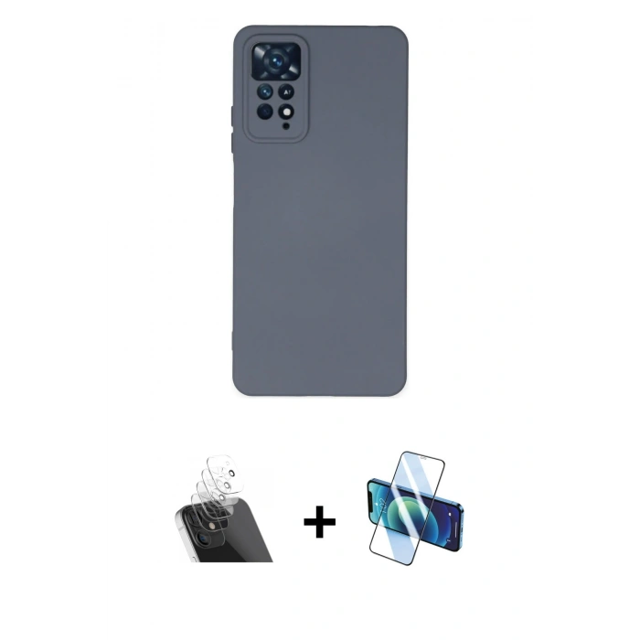 MARSİLYAN™- Redmi Note 11 Pro Kılıf Ahenk Serisi - Siyah 3D Antistatik Seramik Nano Ekran Koruyucu + Kamera Lens Koruma Cam - SF