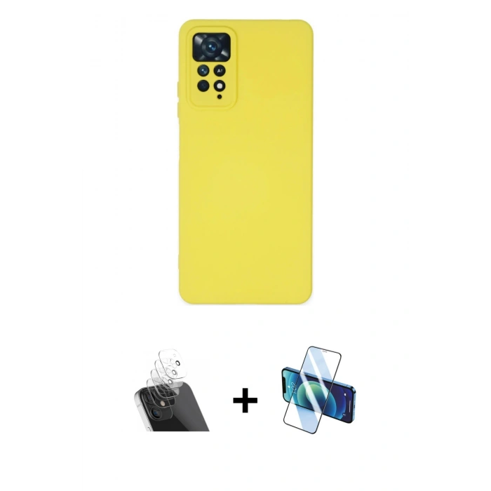 MARSİLYAN™- Redmi Note 11 Pro Kılıf Ahenk Serisi - Siyah 3D Antistatik Seramik Nano Ekran Koruyucu + Kamera Lens Koruma Cam - SF