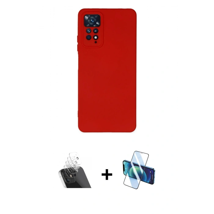 MARSİLYAN™- Redmi Note 11 Pro Kılıf Ahenk Serisi - Siyah 3D Antistatik Seramik Nano Ekran Koruyucu + Kamera Lens Koruma Cam - SF