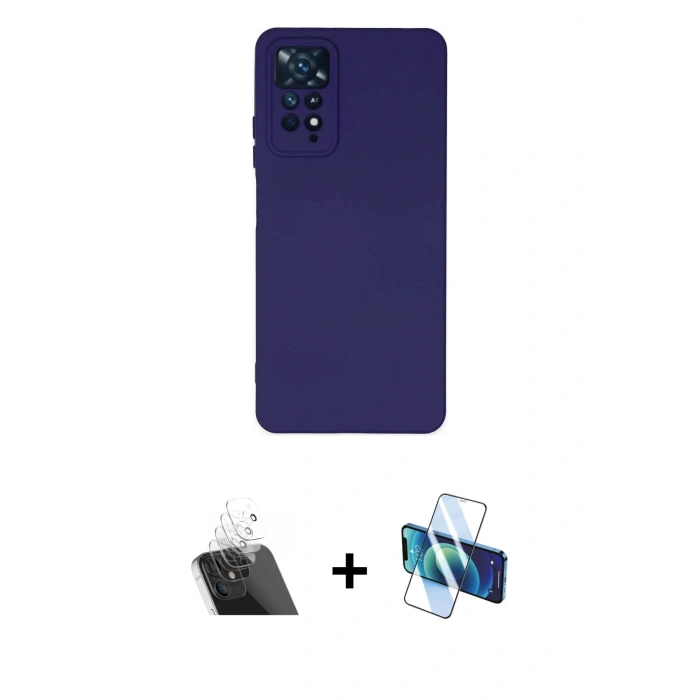 MARSİLYAN™- Redmi Note 11 Pro Kılıf Ahenk Serisi - Siyah 3D Antistatik Seramik Nano Ekran Koruyucu + Kamera Lens Koruma Cam - SF