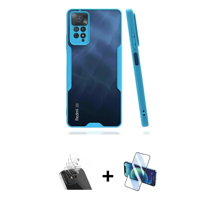 MARSİLYAN™- Redmi Note 11 Pro Kılıf Atlas Asil Serisi - Siyah 3D Antistatik Cam Ekran Koruyucu + Kamera Lens Koruma Cam - SF