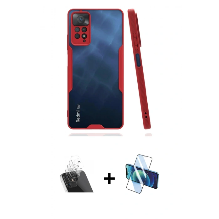 MARSİLYAN™- Redmi Note 11 Pro Kılıf Atlas Asil Serisi - Siyah 3D Antistatik Cam Ekran Koruyucu + Kamera Lens Koruma Cam - SF