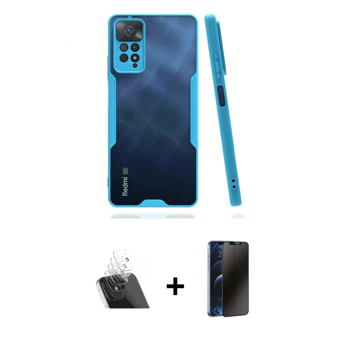 MARSİLYAN™- Redmi Note 11 Pro Kılıf Atlas Asil Serisi - Siyah 3D Antistatik Hayalet Cam Ekran Koruyucu + Kamera Lens Koruma Cam - SF