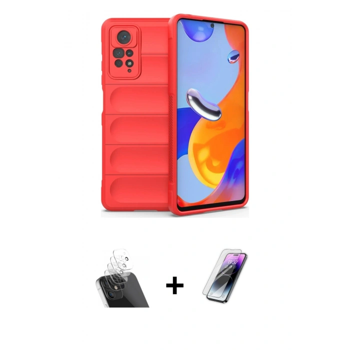 MARSİLYAN™- Redmi Note 11 Pro Kılıf Atlas Koleksiyonu - Şeffaf Pasifik Cam Ekran Koruyucu + Kamera Lens Koruma Cam - SF