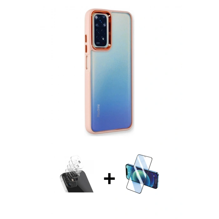 MARSİLYAN™- Redmi Note 11 Pro Kılıf Eksen Doku Prime - Siyah 3D Antistatik Seramik Nano Ekran Koruyucu + Kamera Lens Koruma Cam - SF