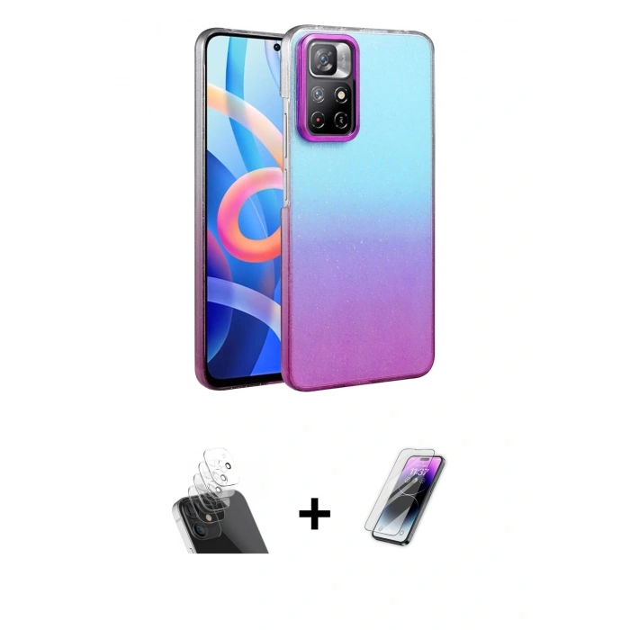MARSİLYAN™- Redmi Note 11 Pro Kılıf Kıvılcım Minimal Özel Seri - Şeffaf Pasifik Cam Ekran Koruyucu + Kamera Lens Koruma Cam - SF