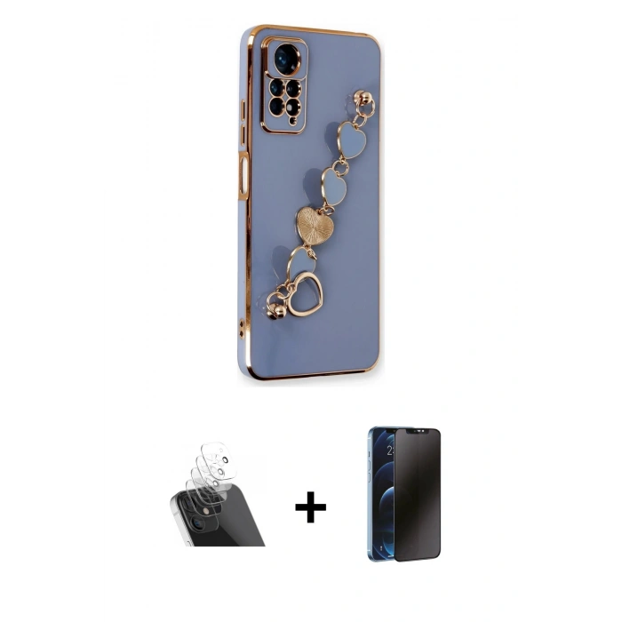 MARSİLYAN™- Redmi Note 11 Pro Kılıf Nova Işık Prime - Siyah 3D Antistatik Hayalet Cam Ekran Koruyucu + Şeffaf Kamera Lens Koruma Cam