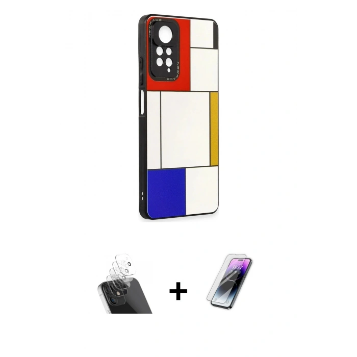 MARSİLYAN™- Redmi Note 11 Pro Kılıf Odak Klasik Serisi - Şeffaf Pasifik Cam Ekran Koruyucu + Kamera Lens Koruma Cam - SF