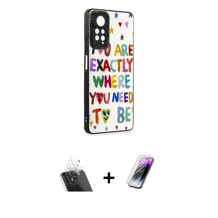 MARSİLYAN™- Redmi Note 11 Pro Kılıf Odak Klasik Serisi - Şeffaf Pasifik Cam Ekran Koruyucu + Kamera Lens Koruma Cam - SF