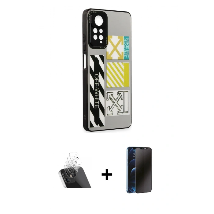 MARSİLYAN™- Redmi Note 11 Pro Kılıf Odak Klasik Serisi - Siyah 3D Antistatik Hayalet Cam Ekran Koruyucu + Kamera Lens Koruma Cam - SF