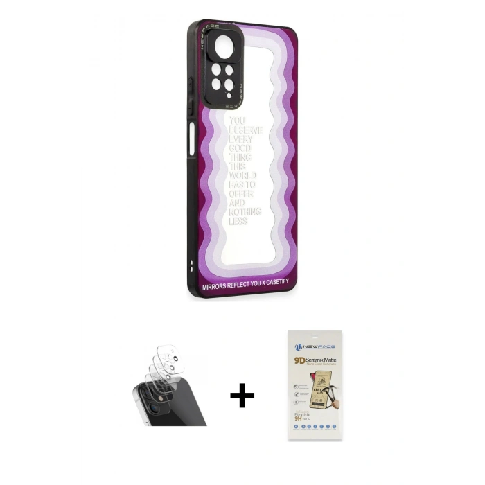 MARSİLYAN™- Redmi Note 11 Pro Kılıf Odak Klasik Serisi - Siyah Mat Seramik Nano Ekran Koruyucu + Kamera Lens Koruma Cam - SF