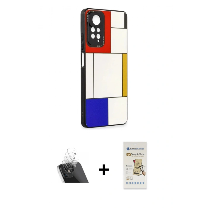 MARSİLYAN™- Redmi Note 11 Pro Kılıf Odak Klasik Serisi - Siyah Mat Seramik Nano Ekran Koruyucu + Kamera Lens Koruma Cam - SF