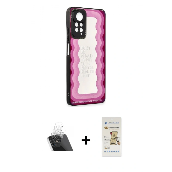 MARSİLYAN™- Redmi Note 11 Pro Kılıf Odak Klasik Serisi - Siyah Mat Seramik Nano Ekran Koruyucu + Kamera Lens Koruma Cam - SF