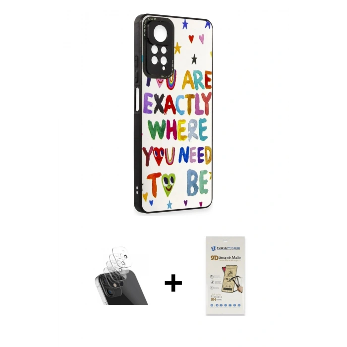 MARSİLYAN™- Redmi Note 11 Pro Kılıf Odak Klasik Serisi - Siyah Mat Seramik Nano Ekran Koruyucu + Kamera Lens Koruma Cam - SF