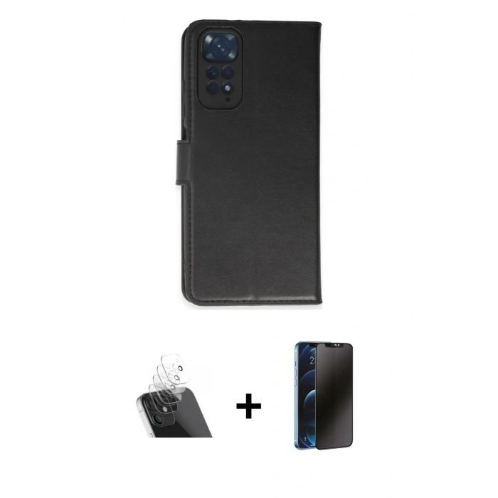 MARSİLYAN™- Redmi Note 11 Pro Kılıf Siluet Işık Serisi - Siyah 3D Antistatik Hayalet Cam Ekran Koruyucu + Kamera Lens Koruma Cam - SF