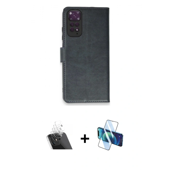 MARSİLYAN™- Redmi Note 11 Pro Kılıf Siluet Işık Serisi - Siyah 3D Antistatik Seramik Nano Ekran Koruyucu + Kamera Lens Koruma Cam - SF