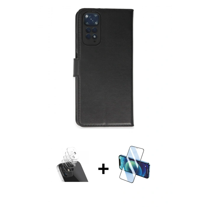 MARSİLYAN™- Redmi Note 11 Pro Kılıf Siluet Işık Serisi - Siyah 3D Antistatik Seramik Nano Ekran Koruyucu + Kamera Lens Koruma Cam - SF