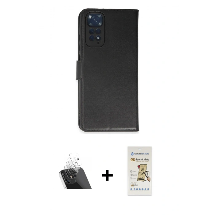 MARSİLYAN™- Redmi Note 11 Pro Kılıf Siluet Işık Serisi - Siyah Mat Seramik Nano Ekran Koruyucu + Kamera Lens Koruma Cam - SF