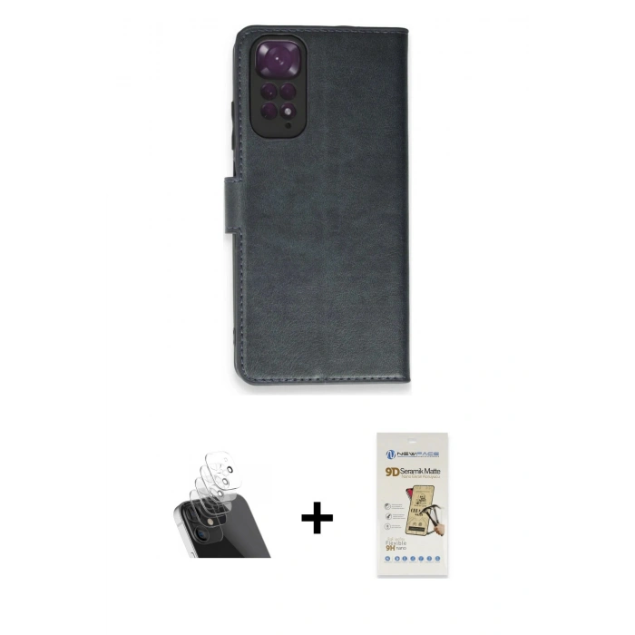 MARSİLYAN™- Redmi Note 11 Pro Kılıf Siluet Işık Serisi - Siyah Mat Seramik Nano Ekran Koruyucu + Kamera Lens Koruma Cam - SF