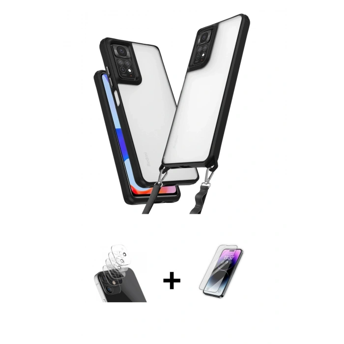 MARSİLYAN™- Redmi Note 11 Pro Kılıf Ufuk Klasik - Şeffaf Pasifik Cam Ekran Koruyucu + Kamera Lens Koruma Cam - SF