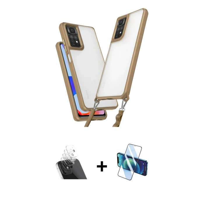 MARSİLYAN™- Redmi Note 11 Pro Kılıf Ufuk Klasik - Siyah 3D Antistatik Cam Ekran Koruyucu + Kamera Lens Koruma Cam - SF