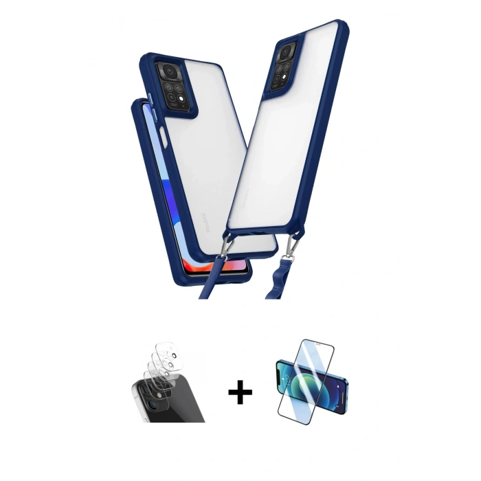 MARSİLYAN™- Redmi Note 11 Pro Kılıf Ufuk Klasik - Siyah 3D Antistatik Cam Ekran Koruyucu + Kamera Lens Koruma Cam - SF