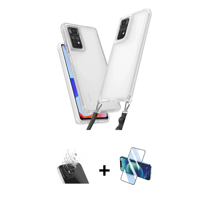 MARSİLYAN™- Redmi Note 11 Pro Kılıf Ufuk Klasik - Siyah 3D Antistatik Seramik Nano Ekran Koruyucu + Kamera Lens Koruma Cam - SF