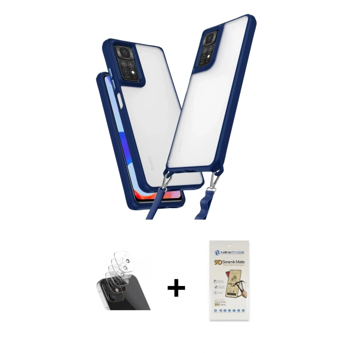 MARSİLYAN™- Redmi Note 11 Pro Kılıf Ufuk Klasik - Siyah Mat Seramik Nano Ekran Koruyucu + Kamera Lens Koruma Cam - SF