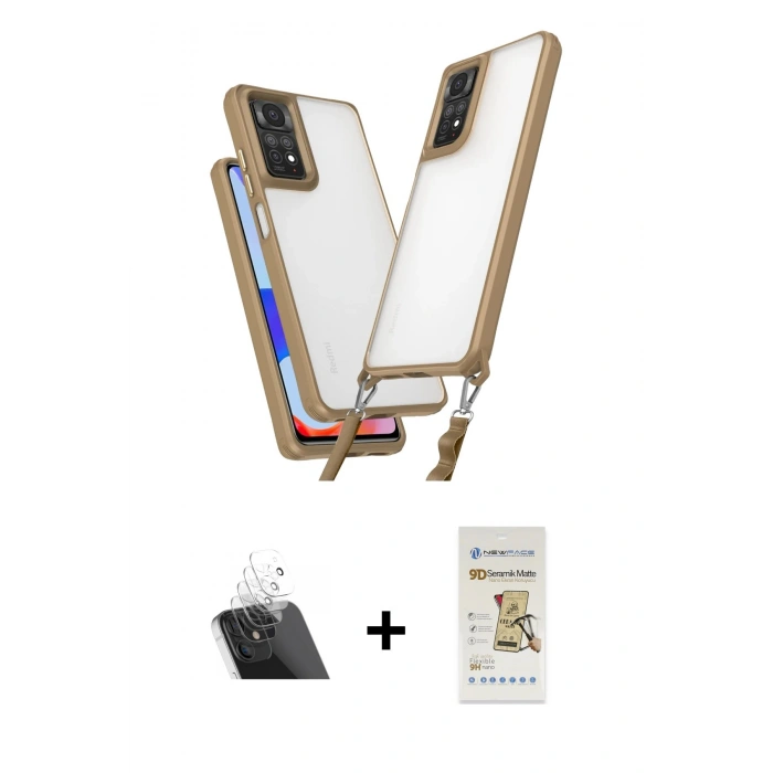 MARSİLYAN™- Redmi Note 11 Pro Kılıf Ufuk Klasik - Siyah Mat Seramik Nano Ekran Koruyucu + Kamera Lens Koruma Cam - SF