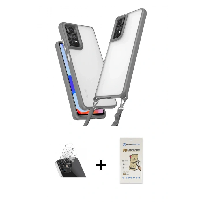MARSİLYAN™- Redmi Note 11 Pro Kılıf Ufuk Klasik - Siyah Mat Seramik Nano Ekran Koruyucu + Kamera Lens Koruma Cam - SF