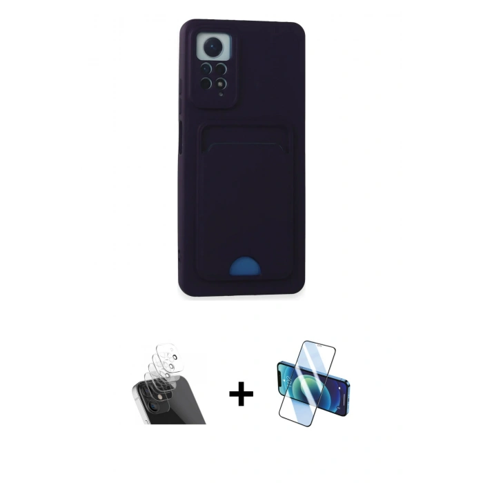 MARSİLYAN™- Redmi Note 11 Pro Kılıf Vadi Çizgi Prime - Siyah 3D Antistatik Cam Ekran Koruyucu + Kamera Lens Koruma Cam - SF