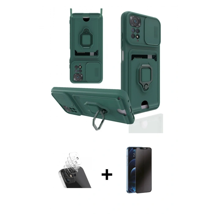 MARSİLYAN™- Redmi Note 11 Pro Kılıf Vadi Form Prime - Siyah 3D Antistatik Hayalet Cam Ekran Koruyucu + Kamera Lens Koruma Cam - SF