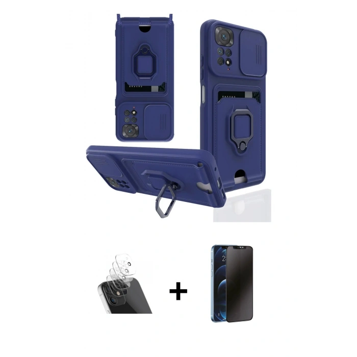 MARSİLYAN™- Redmi Note 11 Pro Kılıf Vadi Form Prime - Siyah 3D Antistatik Hayalet Cam Ekran Koruyucu + Kamera Lens Koruma Cam - SF