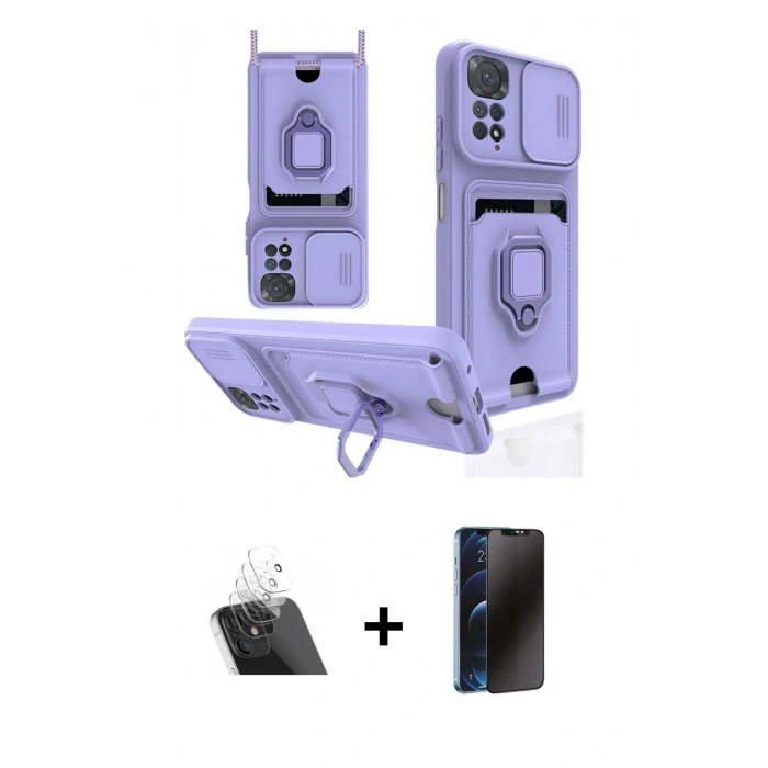 MARSİLYAN™- Redmi Note 11 Pro Kılıf Vadi Form Prime - Siyah 3D Antistatik Hayalet Cam Ekran Koruyucu + Kamera Lens Koruma Cam - SF