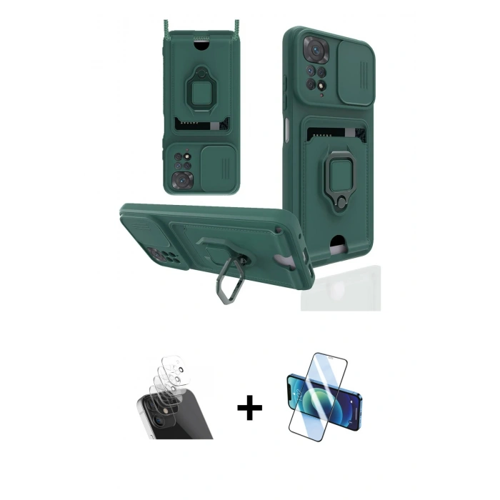 MARSİLYAN™- Redmi Note 11 Pro Kılıf Vadi Form Prime - Siyah 3D Antistatik Seramik Nano Ekran Koruyucu + Kamera Lens Koruma Cam - SF