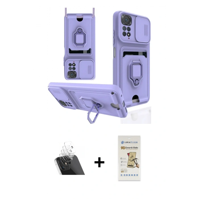 MARSİLYAN™- Redmi Note 11 Pro Kılıf Vadi Form Prime - Siyah Mat Seramik Nano Ekran Koruyucu + Kamera Lens Koruma Cam - SF