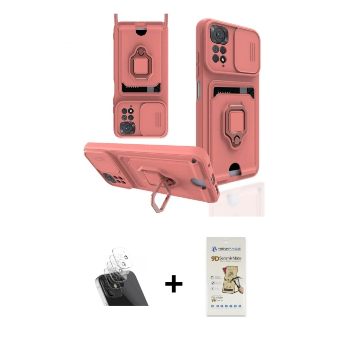 MARSİLYAN™- Redmi Note 11 Pro Kılıf Vadi Form Prime - Siyah Mat Seramik Nano Ekran Koruyucu + Kamera Lens Koruma Cam - SF