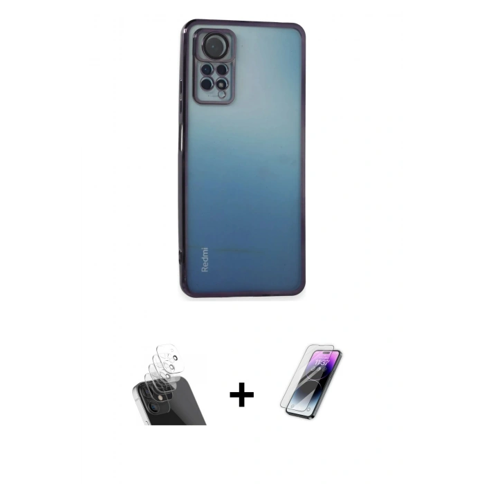 MARSİLYAN™- Redmi Note 11 Pro Kılıf Vadi Minimal - Şeffaf Pasifik Cam Ekran Koruyucu + Şeffaf Kamera Lens Koruma Cam