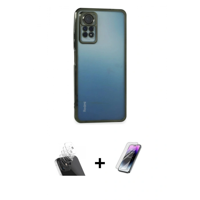 MARSİLYAN™- Redmi Note 11 Pro Kılıf Vadi Minimal - Şeffaf Pasifik Cam Ekran Koruyucu + Şeffaf Kamera Lens Koruma Cam