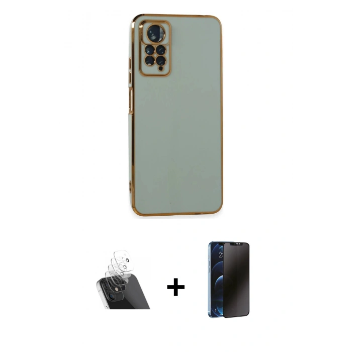 MARSİLYAN™- Redmi Note 11 Pro Kılıf Yankı Serisi - Siyah 3D Antistatik Hayalet Cam Ekran Koruyucu + Kamera Lens Koruma Cam - SF